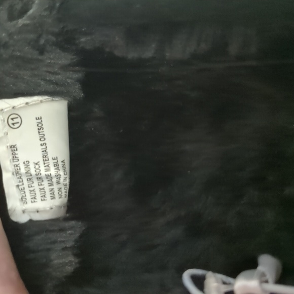 Black Stars Above Moccasin Suede Slippers with Faux Fur Inside - Picture 9 of 9